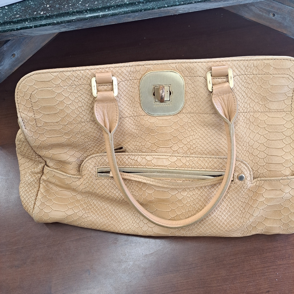 Longchamp Python Embossed Beish Bag - image 1